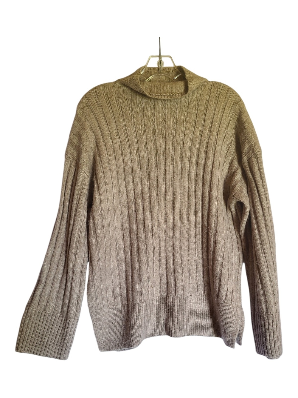 Abercrombie & Fitch XS Oversized Tan Ribbed Mock Neck Pullover Sweater